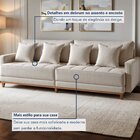 Sofá 3 Lugares 240cm Base Em Madeira Maciça Viena Linho/bege