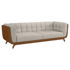 Sofá 3 Lugares 240cm Coin Courino Caramelo | Linho Off White