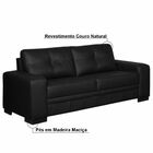 Sofá 3 Lugares 240cm Milano Couro Preto Fosco G58 - Gran Belo