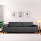 Sofá 3 Lugares 240cm Movie Estilo Moderno Linho Pés Em Madeir