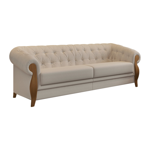 Sofá 3 Lugares 244cm Pugle Bouclé Suave Bege - Sallar Home