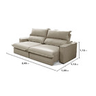 Sofá 3 Lugares 245cm Reclinável Retrátil Veludo Zady Gralha A