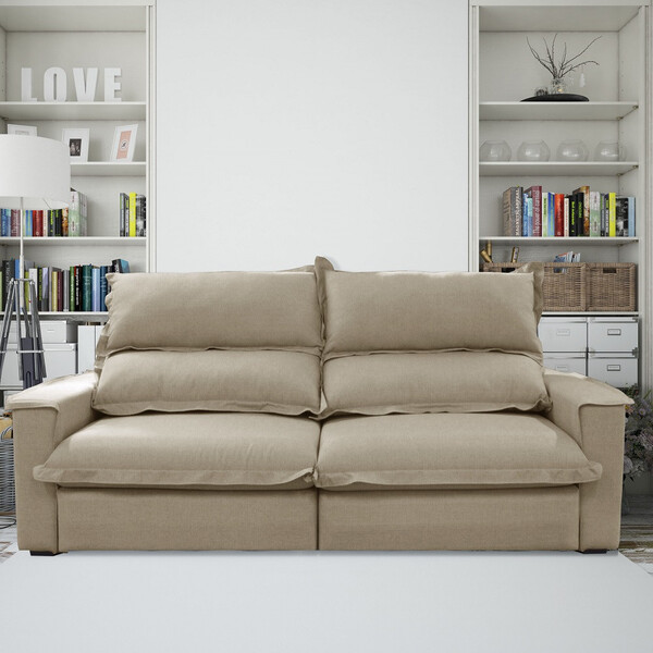 Sofá 3 Lugares 245cm Reclinável Retrátil Veludo Zady Gralha A