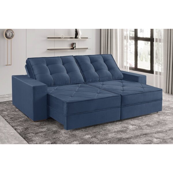 Sofá 3 Lugares 250cm Retrátil Reclinável Orion Azul