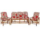 Sofá 3 Lugares 2 Cadeiras De Bambu Cancun G04 Para Area Edicu