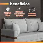Sofá 3 Lugares 2m Living Com Almofadas Pés Madeira Linho Cinz