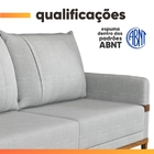 Sofá 3 Lugares 2m Living Com Almofadas Pés Madeira Linho Cinz