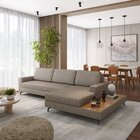 Sofá 3 Lugares 3,22m Com Chaise Direito E Mesa Apoio Lateral