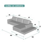 Sofá 3 Lugares 3,22m Com Chaise Direito E Mesa Apoio Lateral