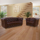 Sofá 3 Lugares + Poltrona Chesterfield Em Courissimo Marrom