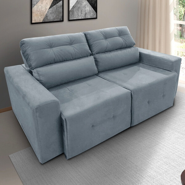 Sofá 3 Lugares  Retrátil Reclinável 190cm Veludo Lisboa Tiba