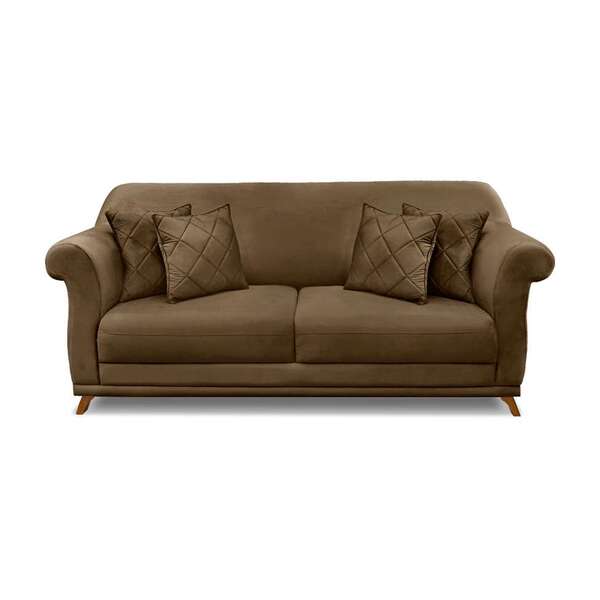 Sofá 3 Lugares Abruzzo Suede Caramelo 180 Cm