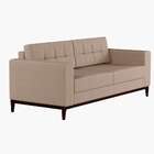 Sofá 3 Lugares Alive Pés E Base Em Madeira Linho Cotton Bege