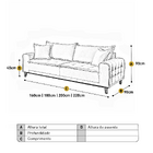Sofá 3 Lugares Almofada Solta Base Madeira Linho Bege Claro C