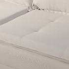 Sofá 3 Lugares Almofada Solta Base Madeira Linho Bege Claro M