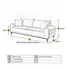 Sofá 3 Lugares Almofada Solta Base Madeira Linho Bege Médio C