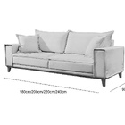 Sofá 3 Lugares Almofada Solta Base Madeira Linho Bege Médio M