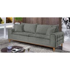 Sofá 3 Lugares Almofada Solta Base Madeira Linho Cinza Carol