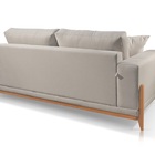 Sofá 3 Lugares Almofada Solta Base Madeira Linho Cinza Claro