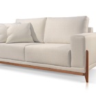Sofá 3 Lugares Almofada Solta Base Madeira Linho Off White Be
