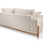 Sofá 3 Lugares Almofada Solta Base Madeira Linho Off White Be