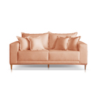 Sofá 3 Lugares Almofada Solta Base Madeira Linho Tijolo Mila