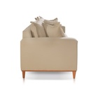 Sofá 3 Lugares Almofada Solta Base Madeira Suede Bege Medio M