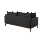 Sofá 3 Lugares Almofada Solta Base Madeira Suede Preto Maitê