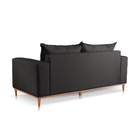 Sofá 3 Lugares Almofada Solta Base Madeira Suede Preto Mila 1