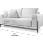 Sofá 3 Lugares Almofada Solta Base Madeira Veludo Bege Claro