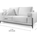 Sofá 3 Lugares Almofada Solta Base Madeira Veludo Cinza Medio