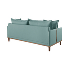 Sofá 3 Lugares Almofada Solta Base Madeira Veludo Verde Claro