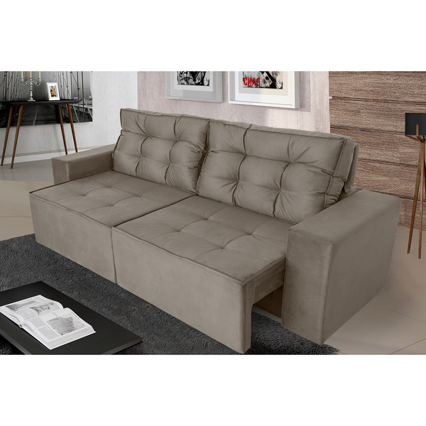 Sofá 3 Lugares Argos 2,30m Retrátil E Reclinável Pena - Camur