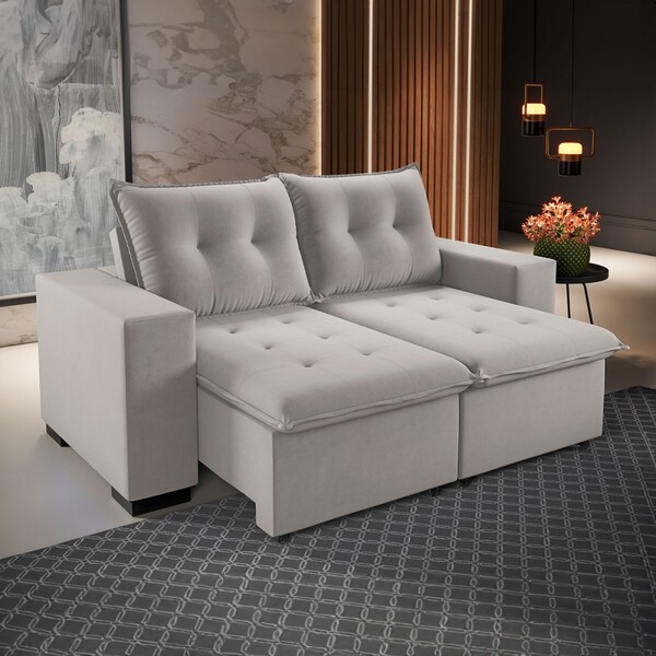 Sofá 3 Lugares Arsenal Retrátil E Reclinável Marfim - Viero M