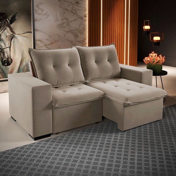 Sofá 3 Lugares Arsenal Retrátil E Reclinável Perola - Viero M