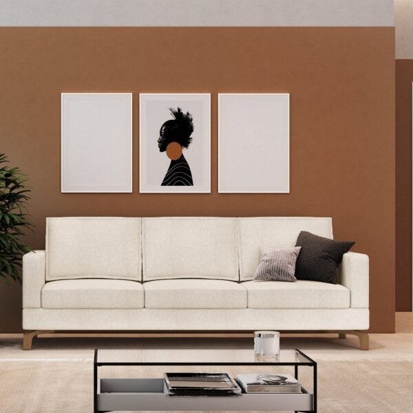 Sofá 3 Lugares Aspen Casa De Pedra Bege/cru