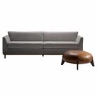 Sofá 3 Lugares Asti 230cm Com Puff Bari Linho Cinza/couro Car