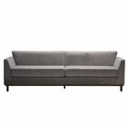 Sofá 3 Lugares Asti 230cm Com Puff Bari Linho Cinza/couro Car