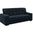 Sofá 3 Lugares Azul Em Veludo 1,94m Ieoh
