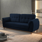 Sofá 3 Lugares Azul Em Veludo 2,07m Boeri