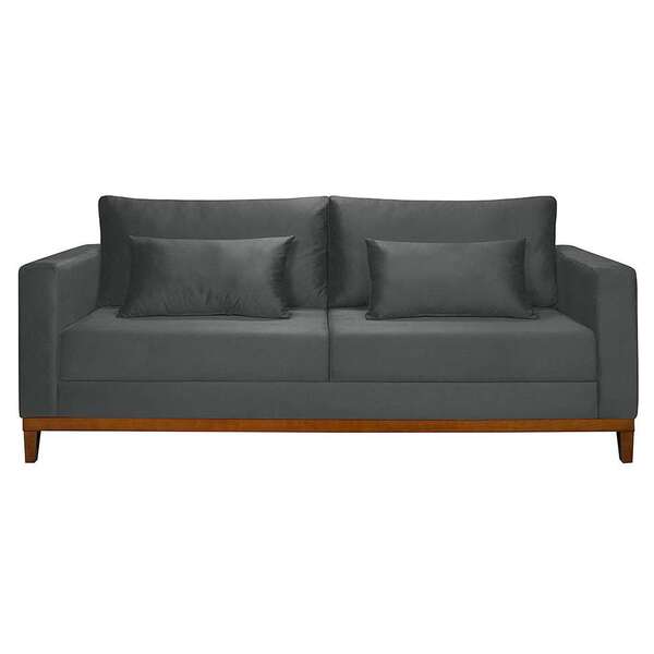 Sofá 3 Lugares Bahamas Suede Cinza 230 Cm