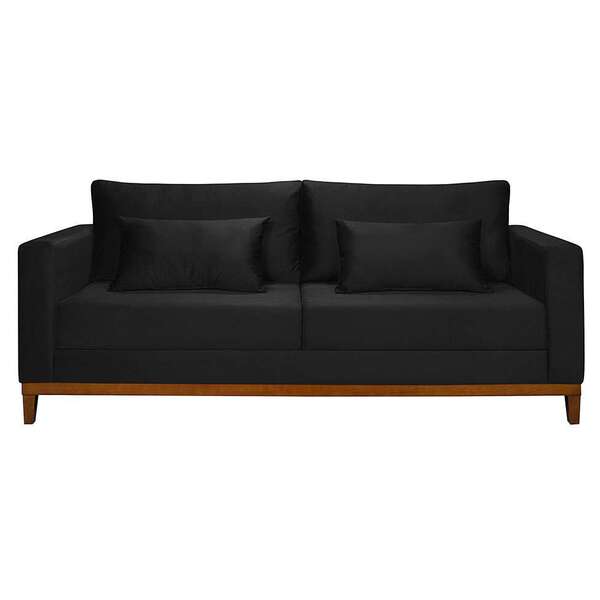 Sofá 3 Lugares Bahamas Suede Preto 230 Cm