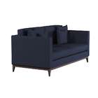 Sofá 3 Lugares Baltazar Base De Madeira Linho Cotton Azul Mar