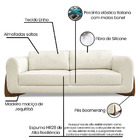 Sofá 3 Lugares Base De Madeira Clarissa 200 Cm Linho S04 - D'