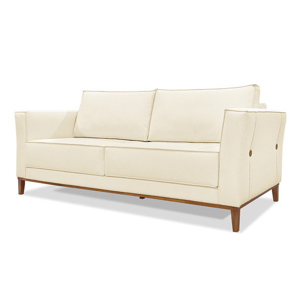 Sofá 3 Lugares Base De Madeira Grace 230 Cm Linho Pérola S04