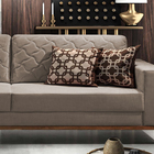 Sofá 3 Lugares Bege Em Veludo 2,14m Dália