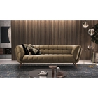 Sofá 3 Lugares Bege Em Veludo 2,27m Hortênsia