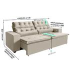 Sofá 3 Lugares Bege Retrátil Reclinável 2,12m 3 Portas Usb