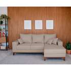 Sofá 3 Lugares Belgrado Com Chaise Direito Linho Bege 230 Cm