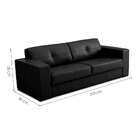 Sofá 3 Lugares Belver Couro Sherwood Preto 208 Cm